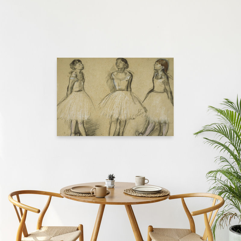 Three Studies Of A Dancer In Fourth Position, 1879-80 Contemporary Wall Art Print, H 24 po x l 36 po