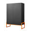 Armoire à chaussures à double face en maille avec pied de 5,9 po de hauteur, cloisons réglables pour les besoins de rangement sur mesure, robot de balayage à base creuse, métal noir thermolaqué, autoportante moderne-677217496