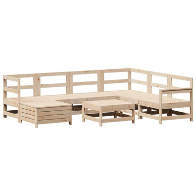 8 Piece Garden Sofa Set White Solid Wood Pine