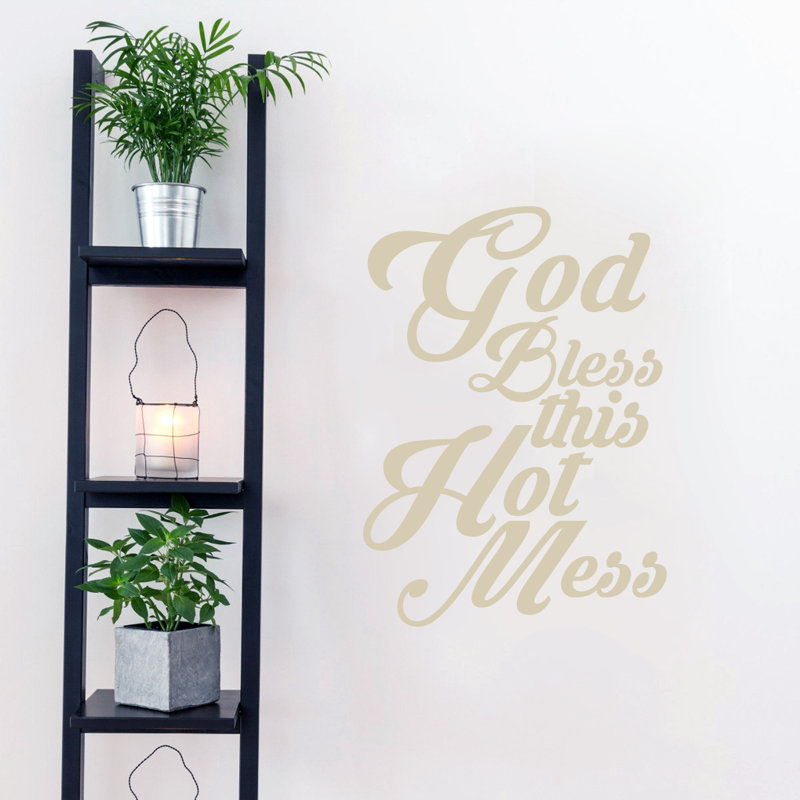 Décalcomanie murale dieu bless ce désordre, Beige clair