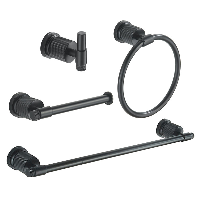 Ensemble de quincaillerie de salle de bain 4 pièces, Noir