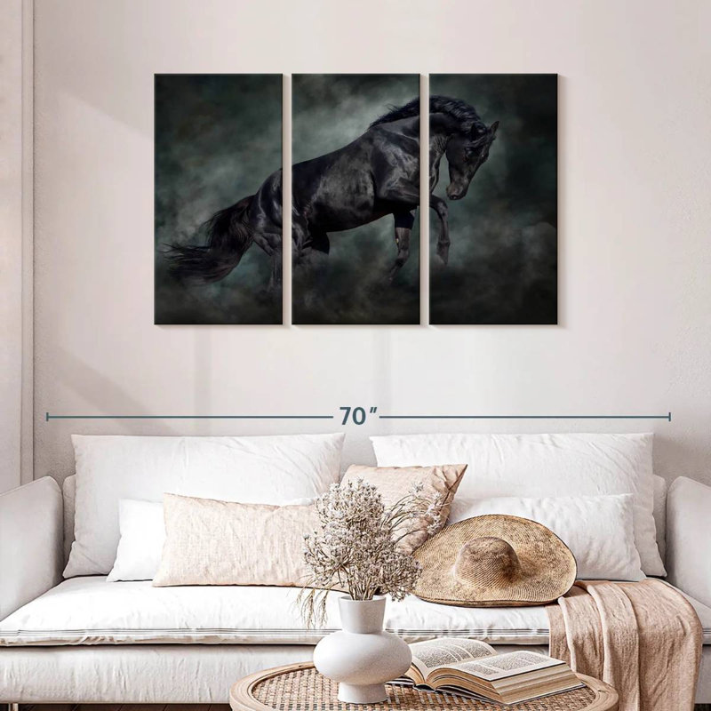 Brampt Prancing Black Horse, 28" H x 45" W