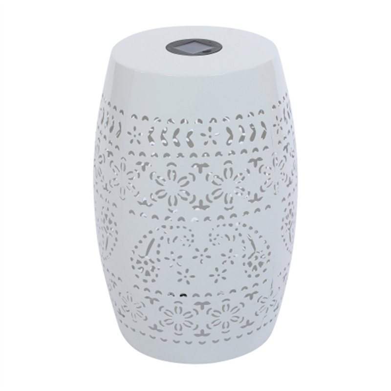 Lumi Solar-Lighted Iron Side Table, White