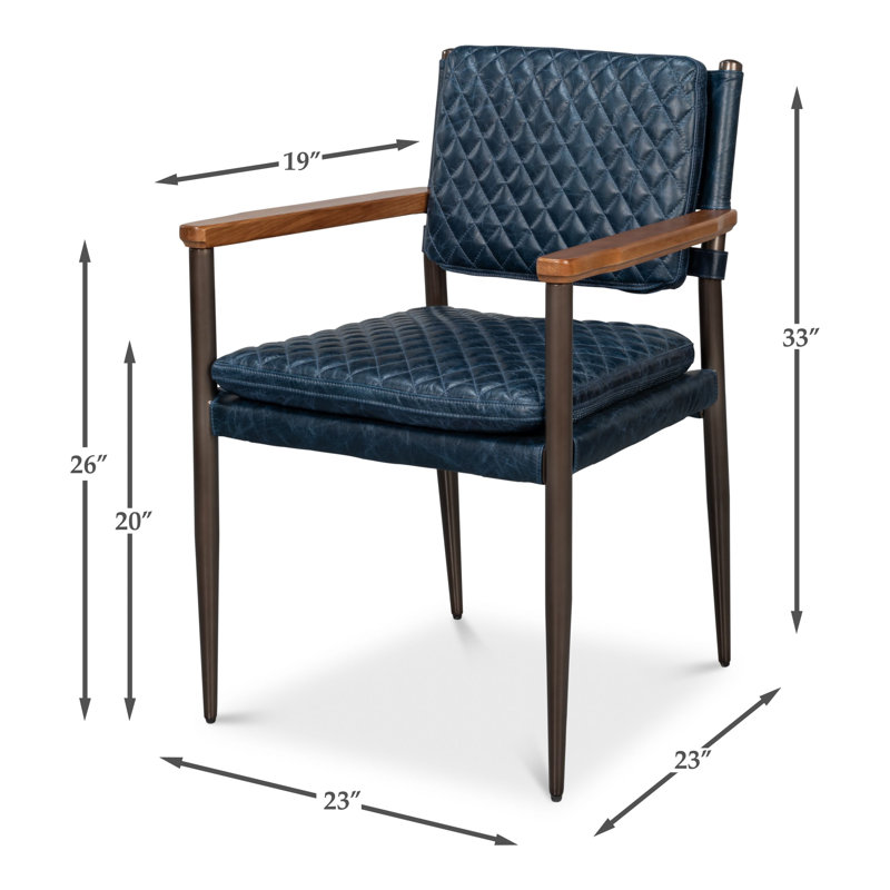 The Harley Leather Arm Chair, Chateau Blue