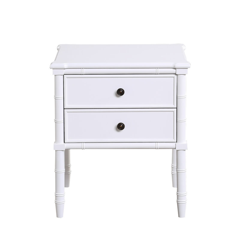 Table de chevet 2 tiroirs Modern Emmett, Blanc