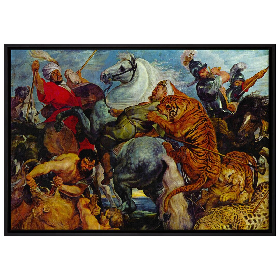 Gerahmtes Leinwandbild Tiger and Lion Hunting von Peter Paul Rubens