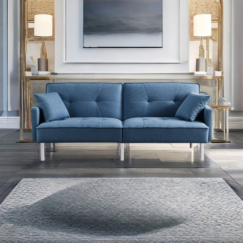 Futon rembourré Greisy, Tissu bleu