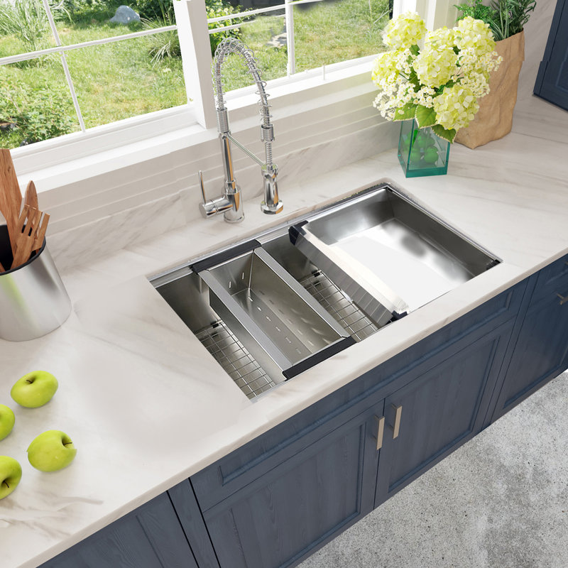 Pro Series 36" L x 20" W Undermount Kitchen Sink with Accessories