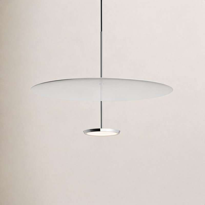 Sky Dome 1 - Light LED Pendant, White, 17.5" H x 24" W x 24" D, Polished Aluminum