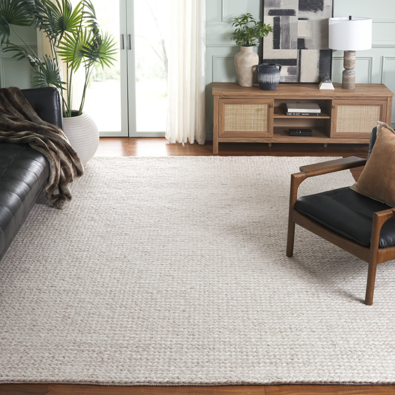Tapis beige clair en laine, viscose et coton tissé à la main Jaydin Natura, Rectangle 8 pi x 10 pi