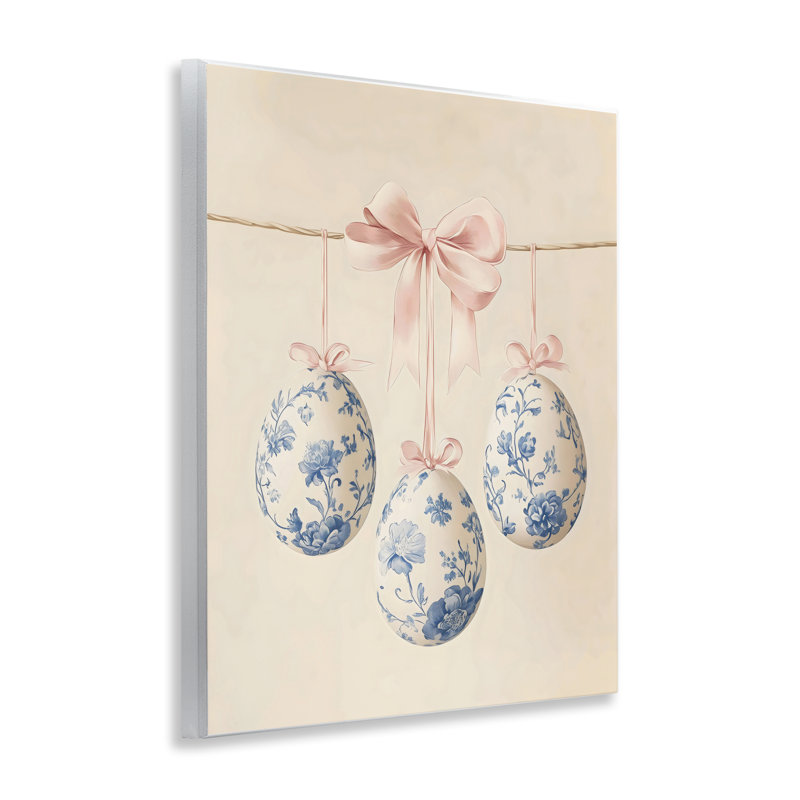Plaque murale bleue avec œufs de Pâques Coquette, design par Arlington Prints