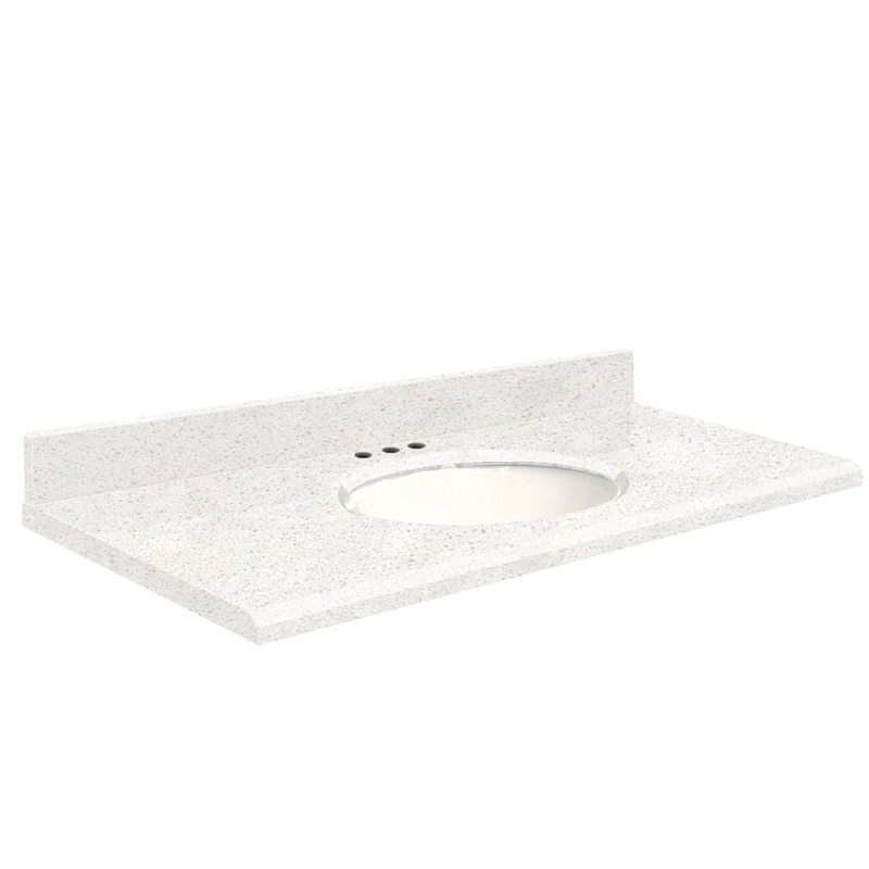 Dessus de salle de bain simple 25 po meuble-lavabo, Centré de 8 pouces, Blanc, Interlude