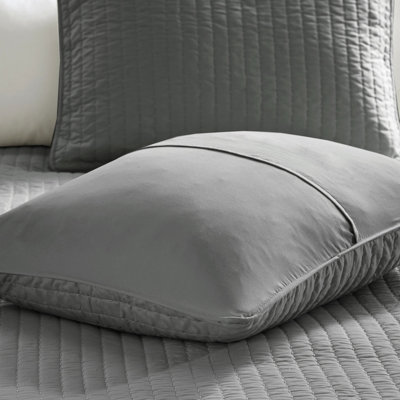 Twin/twin Xl Quilt In Grey - 2 Piece, Reversible With Cotton Fill, Microfiber, Lowers Cholesterol Piece Ensemble For Reversible, Filled, Boosts Energy