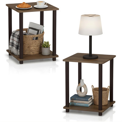 Ensemble de deux tables de bout simplistes en noyer et brun