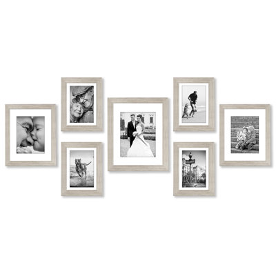 Set Of 7 Picture Frames With Shatter-Resistant Glass - Gallery Wall Frame Set With One 11X14 Frame, Two 8X10 Frames, And Four 5X7 Frames - Signature Collection - Driftwood