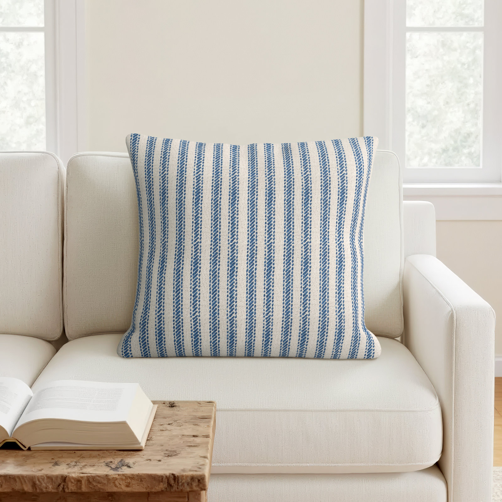 Percy Square Cotton Pillow Cover, Indigo, Pillow Cover Only - No Insert