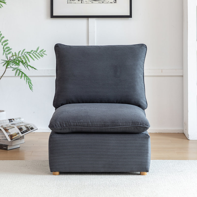 Hepworth Corduroy Side Chair With Cushions, Gray Corduroy
