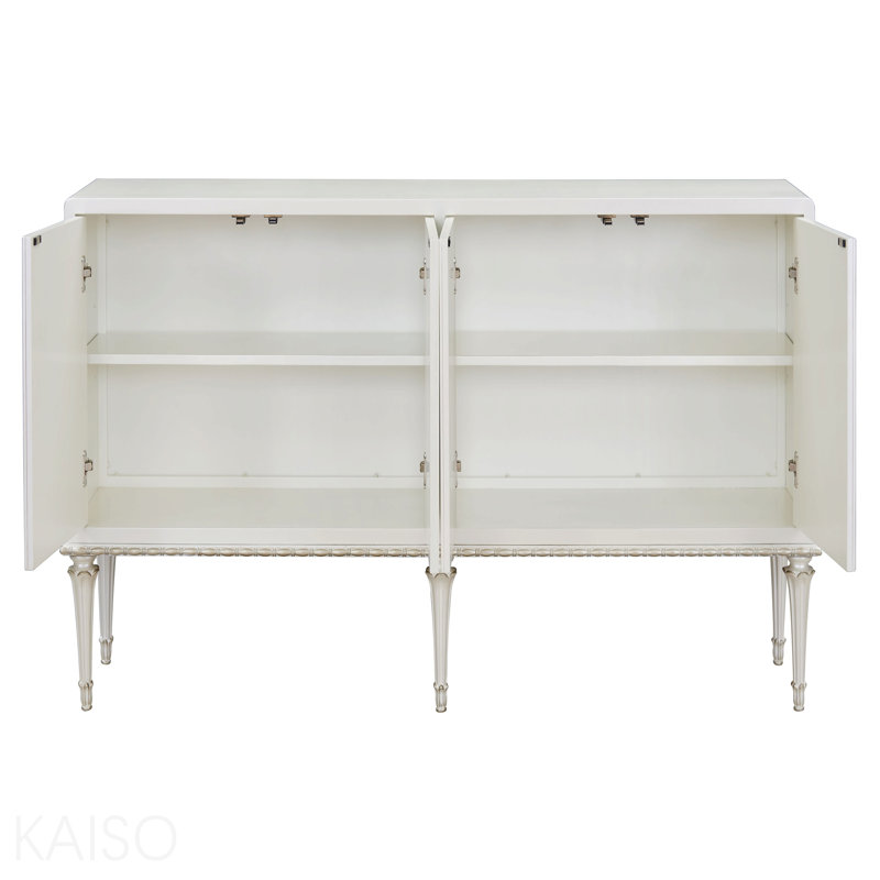 Armoire console blanche et argentée