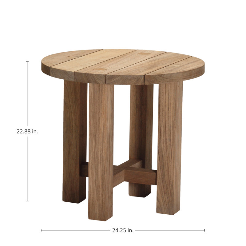 Croquet Teak Outdoor Side Table, Natural Teak