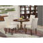 L'ensemble 5 pièces de table de salle à manger moderne comprend une table ronde en bois avec Dropleaf et 4 chaises de salle à manger Parson en tissu crème et acajou-109975867-106914588-106914585