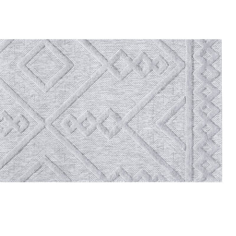 Tapis rectangulaire gris en polypropylène tissé à la machine Kaleson, Rectangle 5 pi 3 po x 7 pi 7 po