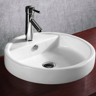 Caracalla Ceramica 19.09'' Glossy White Ceramic Circular Bathroom Sink with Overflow