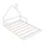 Lit double au sol en bois avec tête de lit en forme de maison, blanc, design robuste et ludique pour les chambres modernes-220077621-220077626