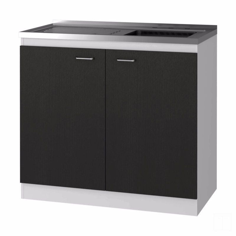Rectangle 2-Door Utility Sink And Cabinet, 35.4" H x 39.3" W x 20.5" D, Black