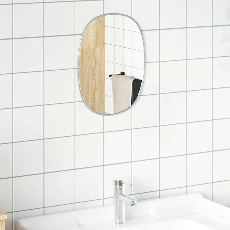 Oval Mirror, 30 cm H x 25 cm W, SIlver