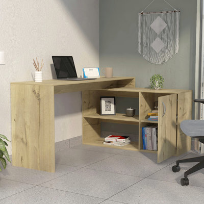 2-Shelf L-Shaped Writing Desk Home Office Desk