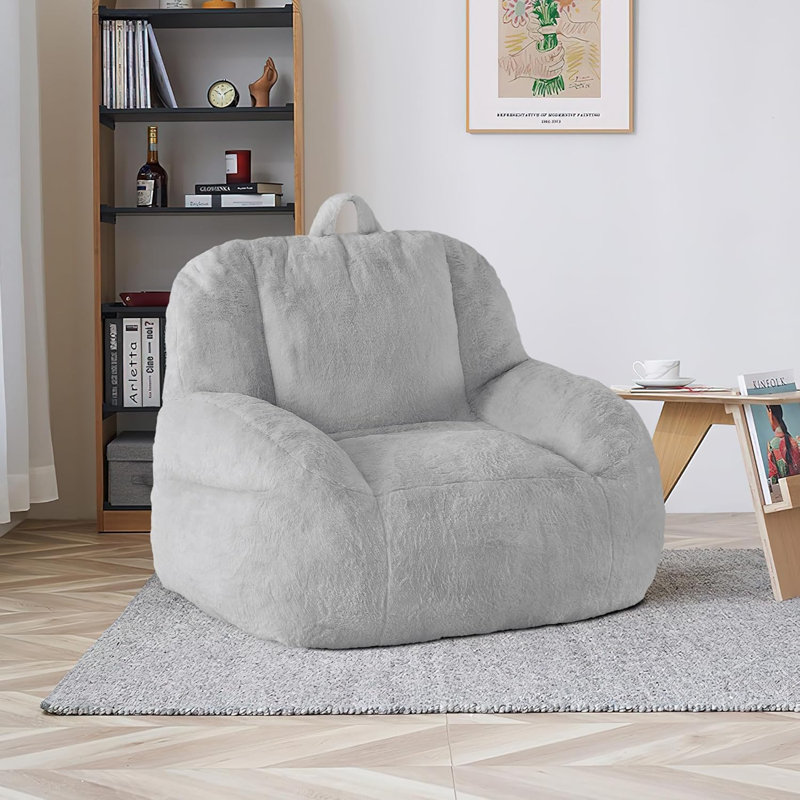 Grand fauteuil à billes avec rembourrage, canapé doux pour salon et chambre à coucher, gris clair