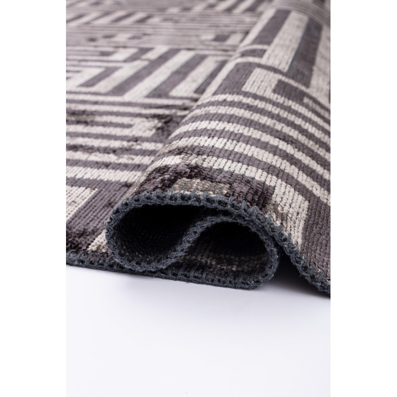 Rapture Gray Geometric Luxury Area Rug, Rectangle 7'10" x 9'10"
