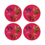 Autumn Leaves Vegan Leather Round Pebble Placemat