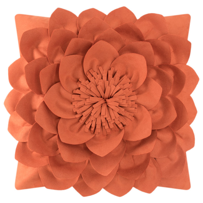 Appliqued Velvet Pillow Cover, Pumpkin Orange