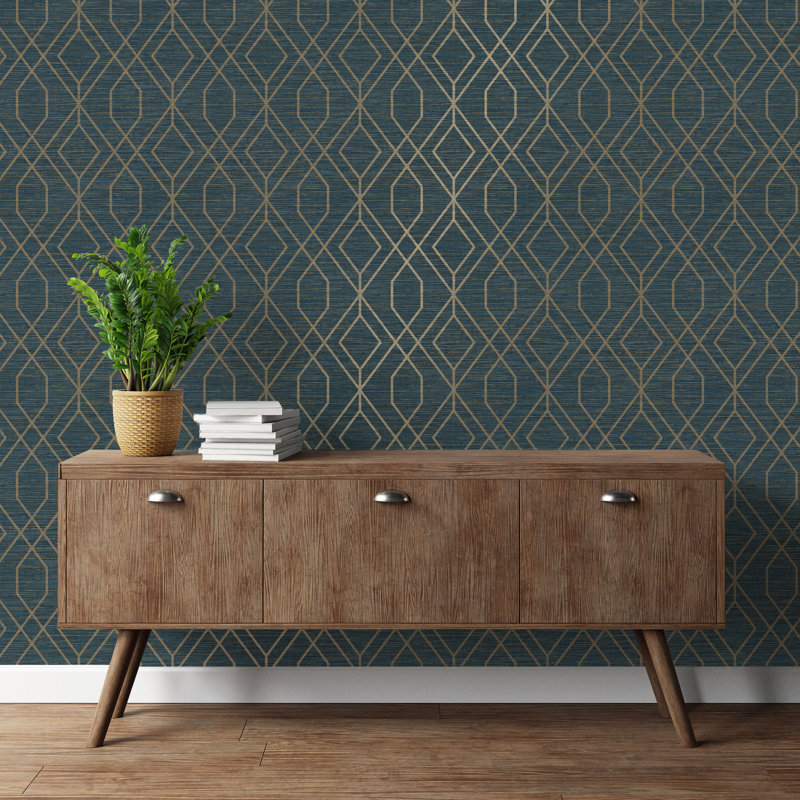 Clintonpark 10.5m x 52cm Textured Non-Pasted Wallpaper Roll, Navy