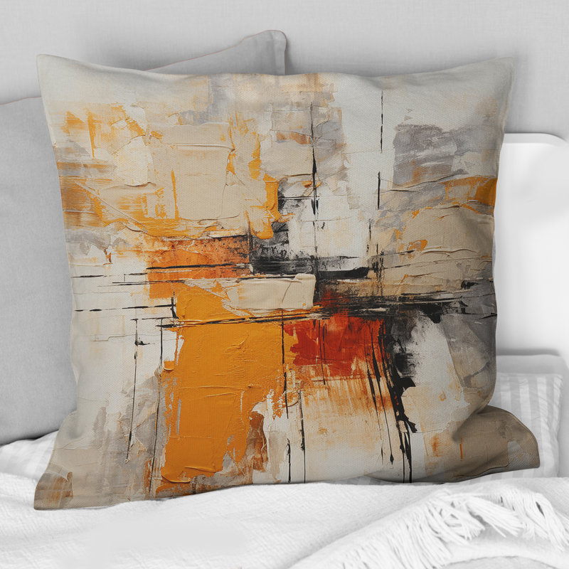 Coussin décoratif jaune avec impressions fractales abstraites - jaune