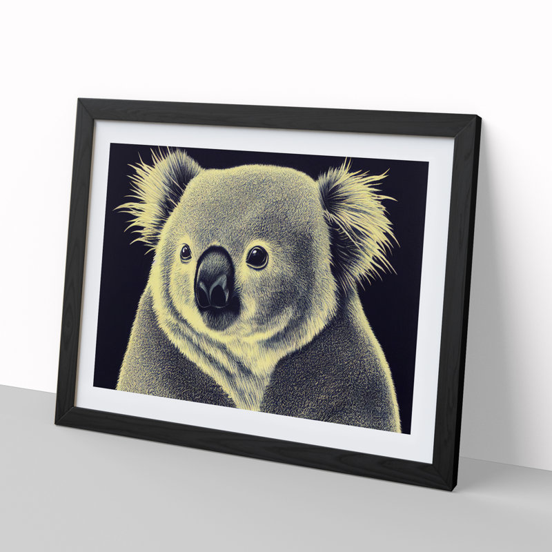 Beautiful Koala Bear - Single Picture Frame Print, Black Framed, 25cm H x 34cm W x 2cm D