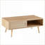 Table basse en rotin naturel avec porte coulissante et amp; Pieds en bois massif - Table de salon robuste et peu encombrante-163299086
