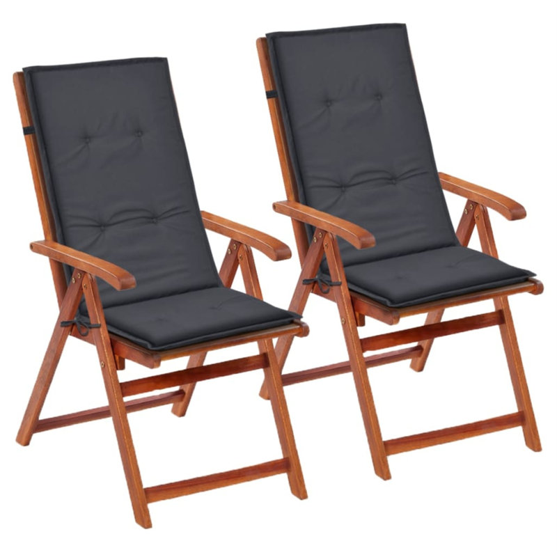 vidaXL Highback Chair Cushion Set of 2 Anthracite 100% Polyester, Anthracite