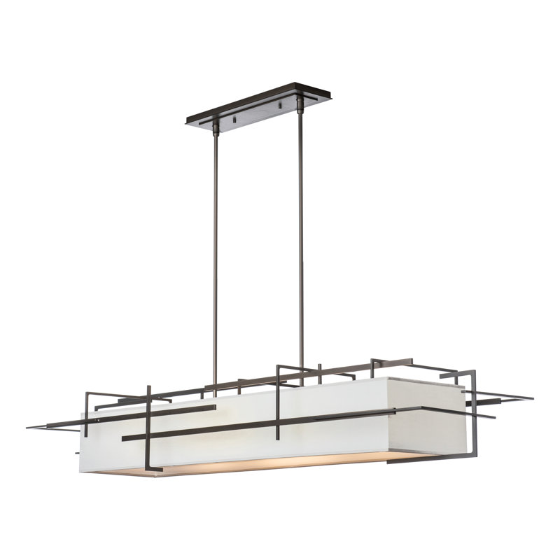 4 - Light Kitchen Island Linear Pendant, Bronze, Natural Anna