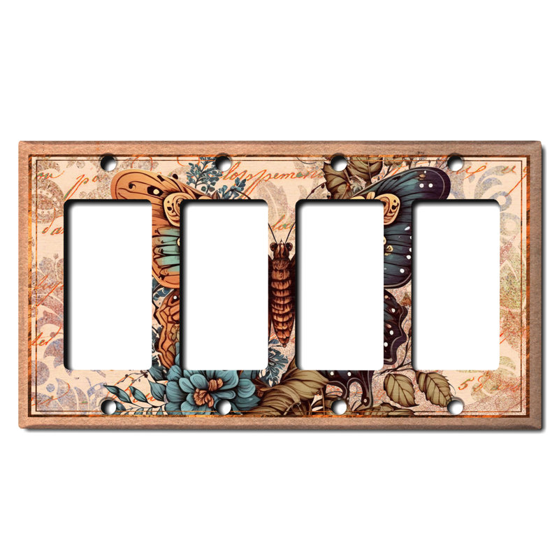 Plaque murale berçante 4 bandes Faded Monarch Butterfly