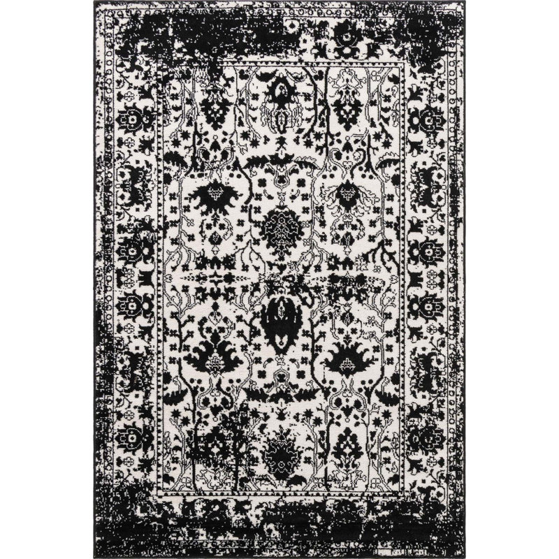 Tapis oriental Singleton, Noir, Rectangle 5 pi 3 po x 8 pi