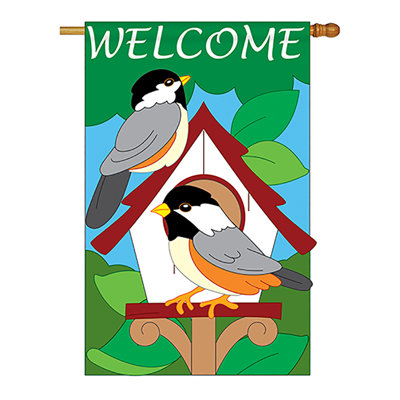Polyester à 2 côtés 40 x 28 po oiseau house drapeau maison