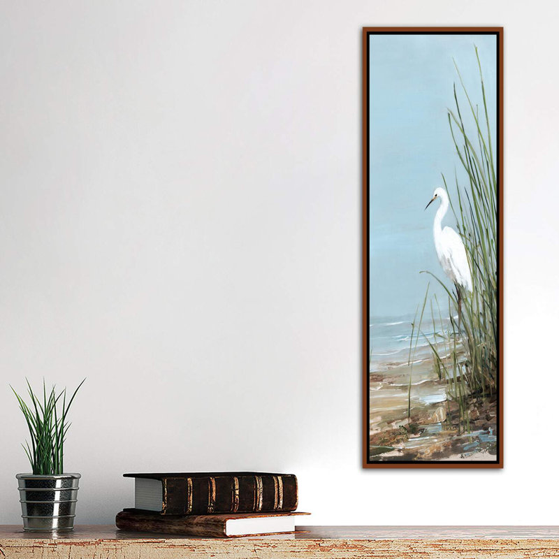 «Island Egret II» par Sally Swatland, reproduction d'art panoramique, H 48 po x l 16 po x P 1,5 po, Pas de tapis
