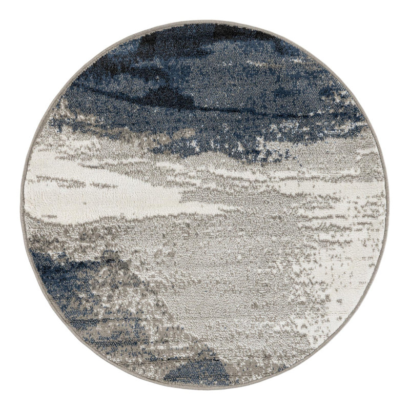 Ivy Bronx Glomma Nathanyl Rug Blue, Round 4'1"