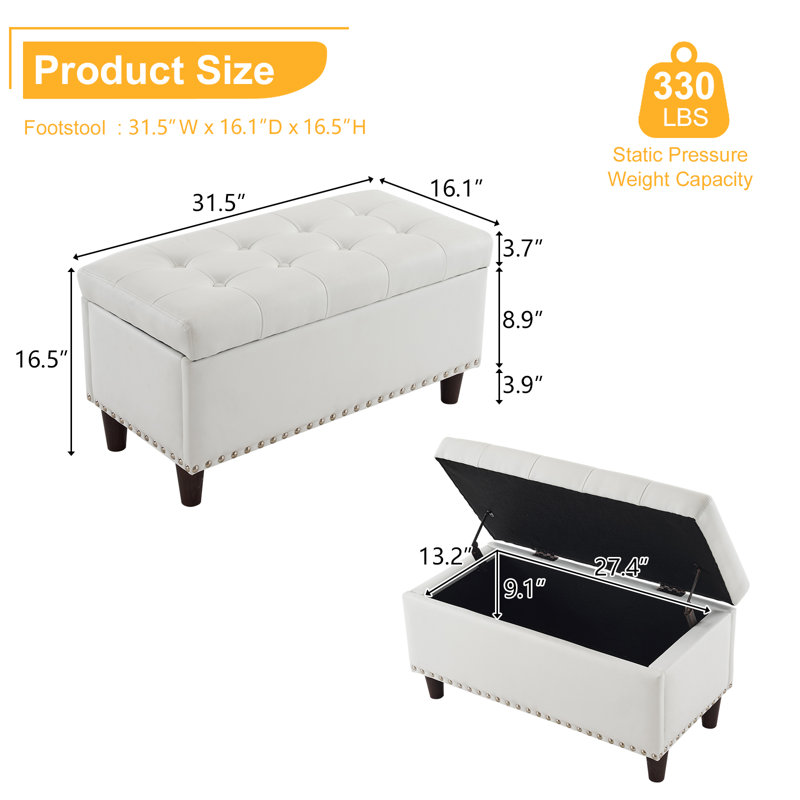 Repose-pieds en cuir Gagny, Similicuir beige