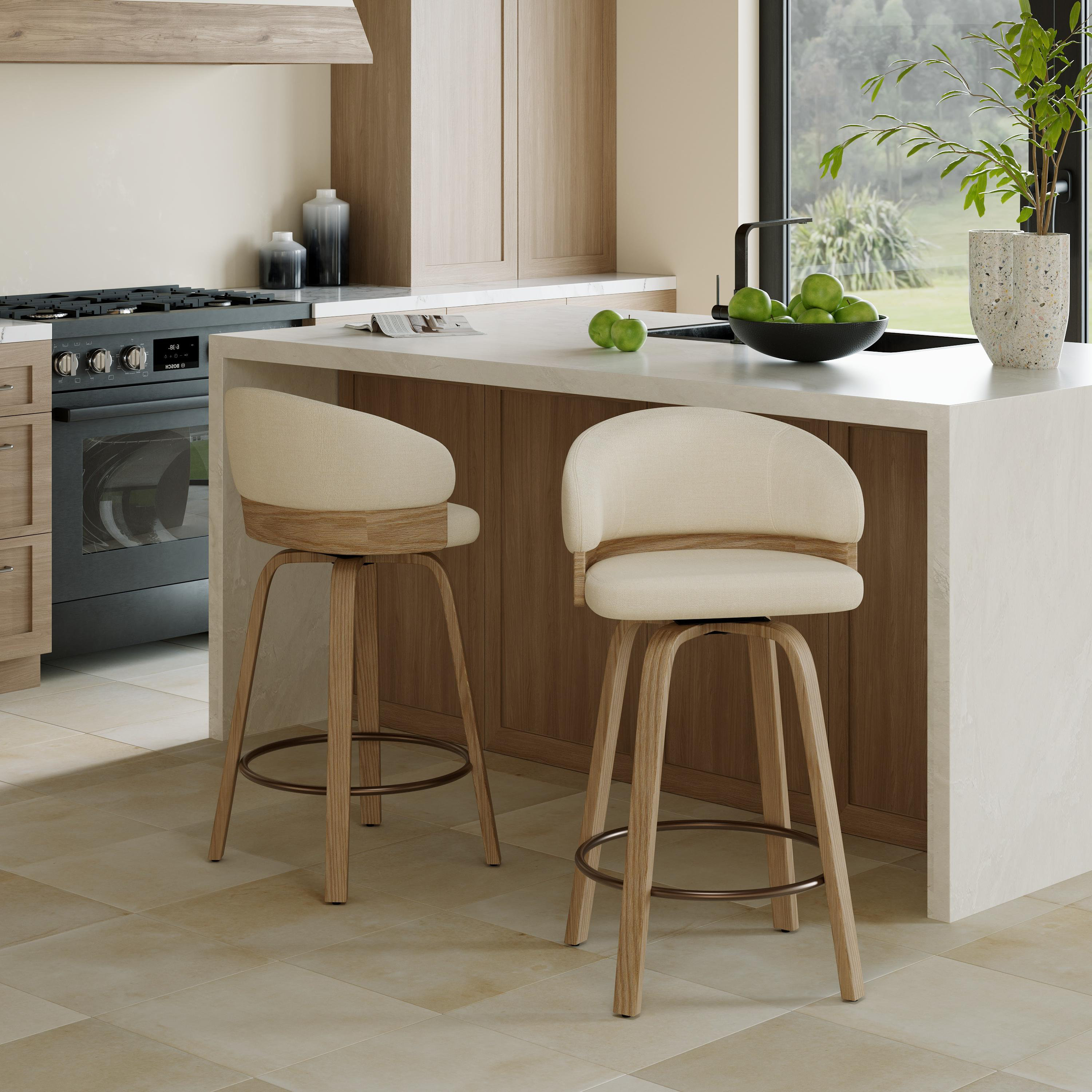 George Oliver Swivel Upholstered Counter Stool With Wood Frame & Reviews | Wayfair