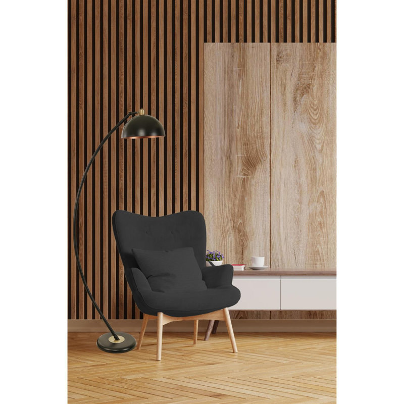 Nalani 170cm Arched Floor Lamp, Black