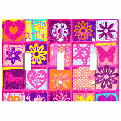 Patterned 3 - Gang Toggle Light Switch Standard Wall Plate