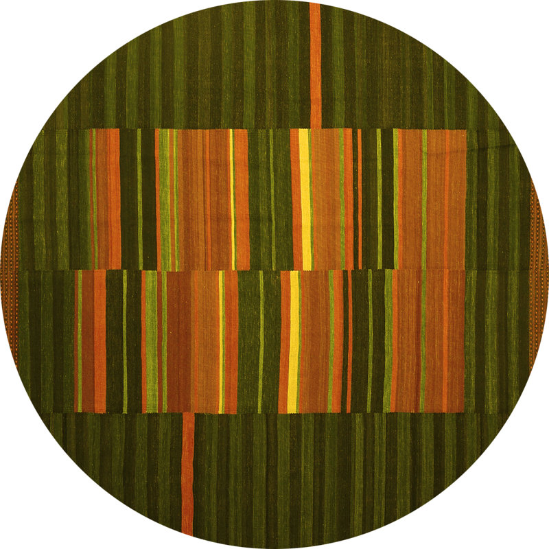 Heidelies Performance Striped Indoor Rug, Round 7'
